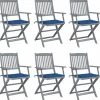 MAISON EXCLUSIVE - Chaises pliables d'extérieur lot de 6 et coussins bois d'acacia