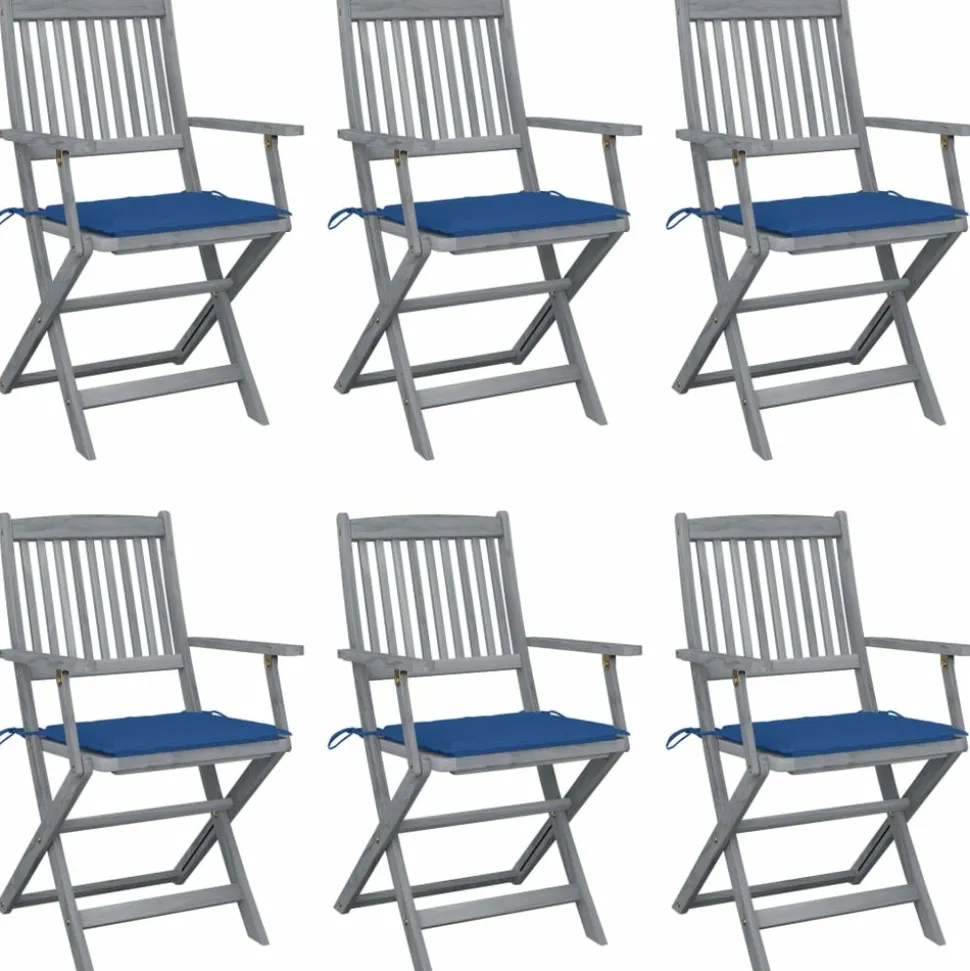 MAISON EXCLUSIVE - Chaises pliables d'extérieur lot de 6 et coussins bois d'acacia