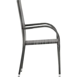 MAISON EXCLUSIVE - Chaises empilables d'extérieur lot de 6 gris résine tressée