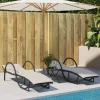 MAISON EXCLUSIVE - Chaises longues lot de 2 avec coussins noir résine tressée
