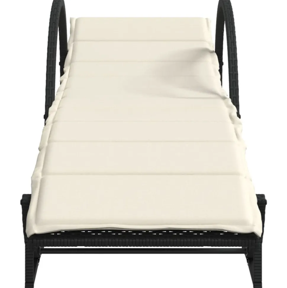 MAISON EXCLUSIVE - Chaises longues lot de 2 avec coussins noir résine tressée