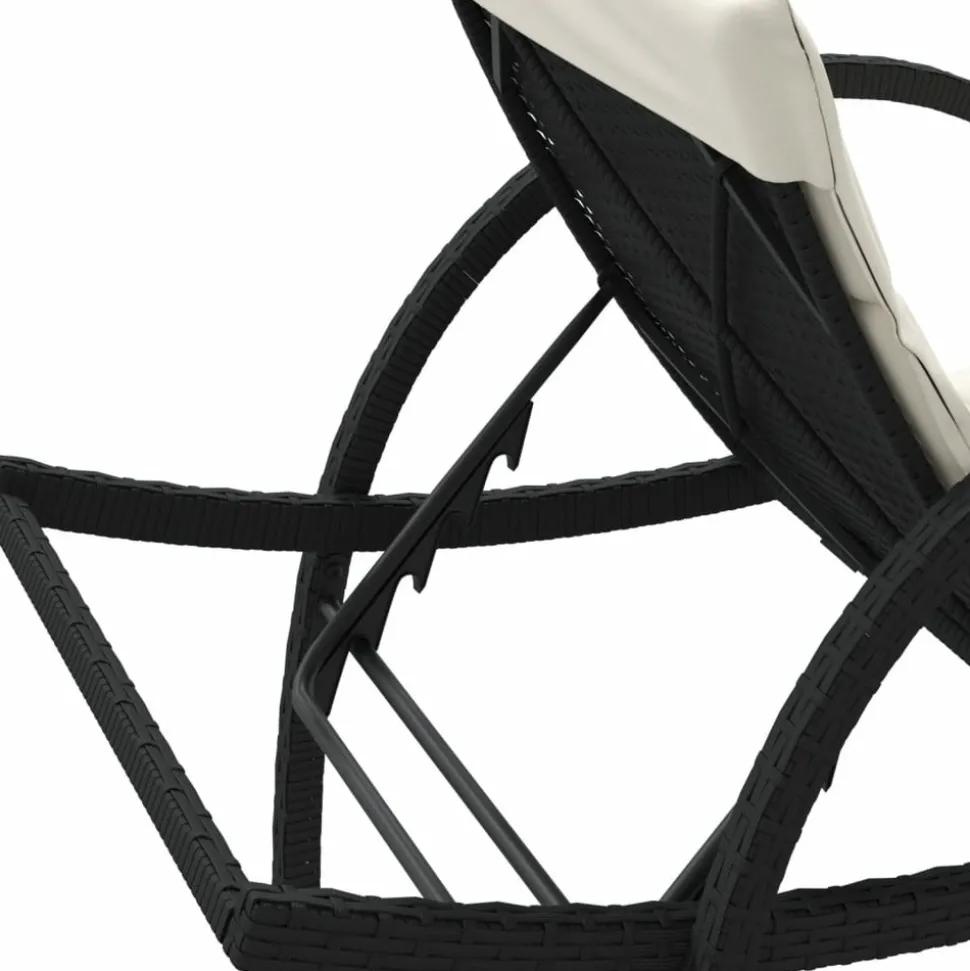 MAISON EXCLUSIVE - Chaises longues lot de 2 avec coussins noir résine tressée