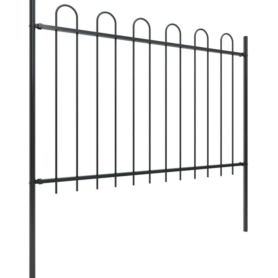 MAISON EXCLUSIVE - Clôture de jardin avec arceau en acier 1070 x 120 cm noir