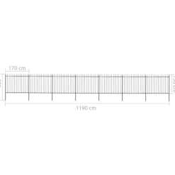 MAISON EXCLUSIVE - Clôture de jardin avec dessus en forme de lance en acier 1248 x 150 cm noir