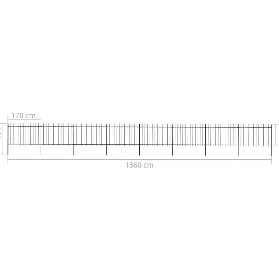 MAISON EXCLUSIVE - Clôture de jardin avec dessus en forme de lance en acier 1426 x 120 cm noir