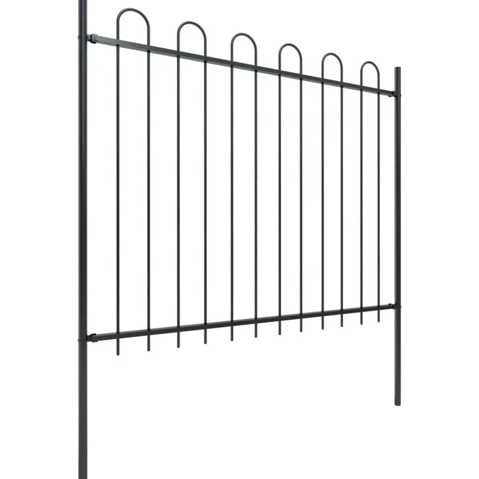 MAISON EXCLUSIVE - Clôture de jardin avec dessus en cerceau acier 3,4 x 1,5 m noir