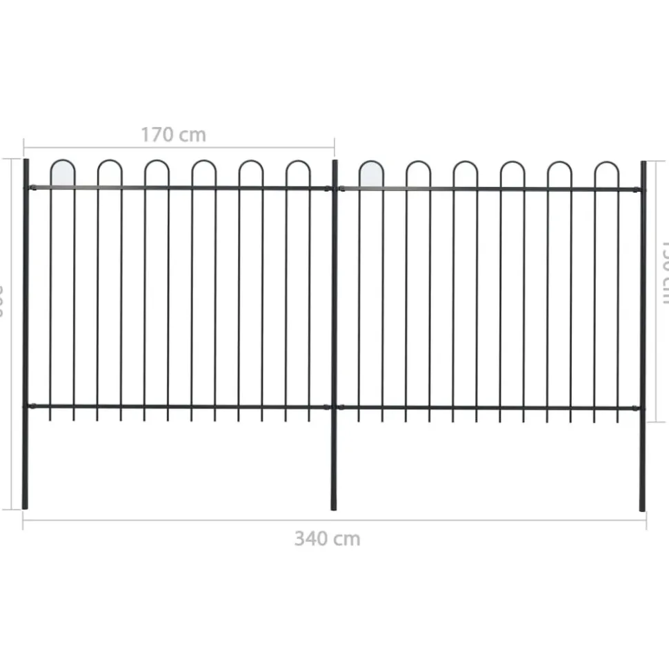 MAISON EXCLUSIVE - Clôture de jardin avec dessus en cerceau acier 3,4 x 1,5 m noir