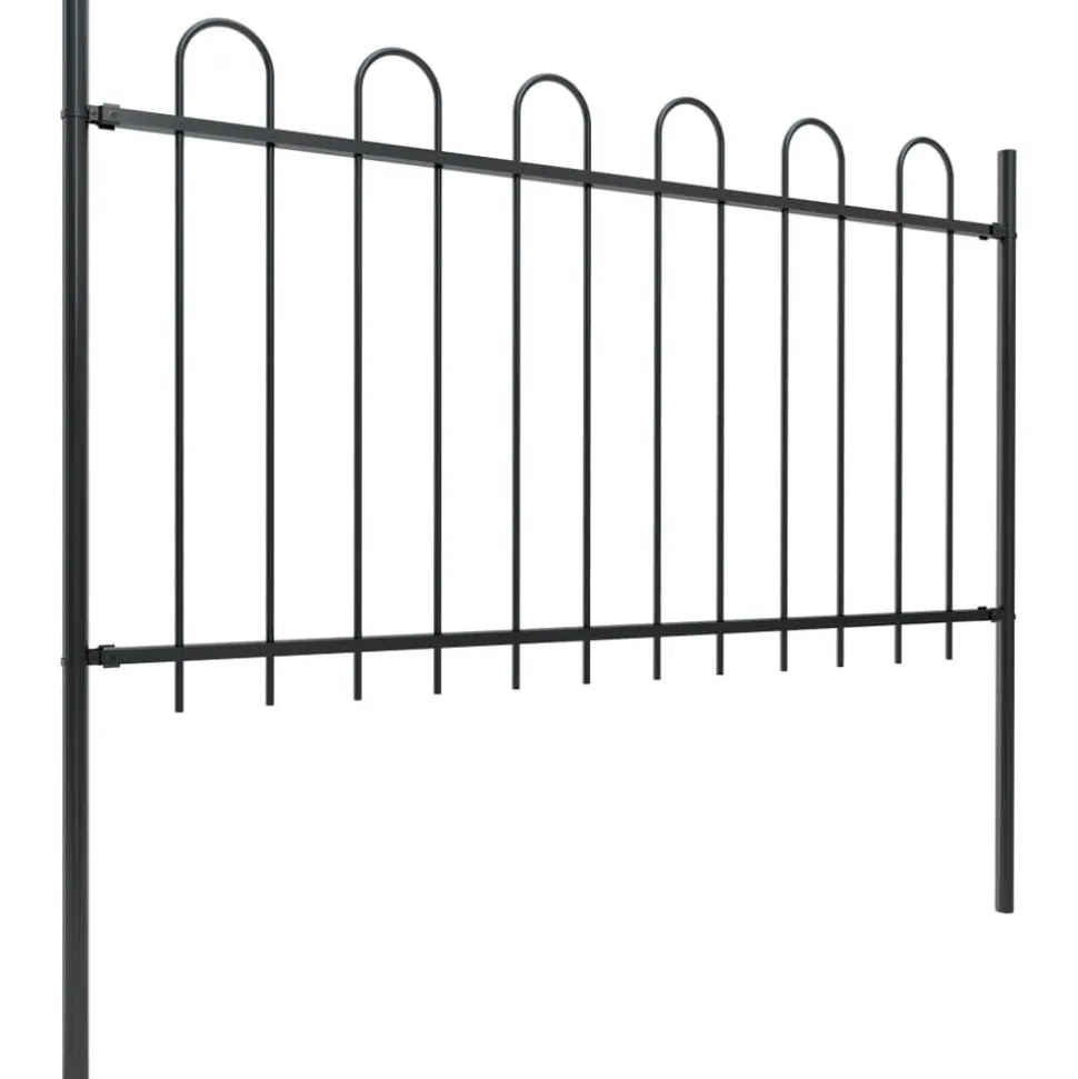 MAISON EXCLUSIVE - Clôture de jardin avec arceau en acier 537 x 100 cm noir