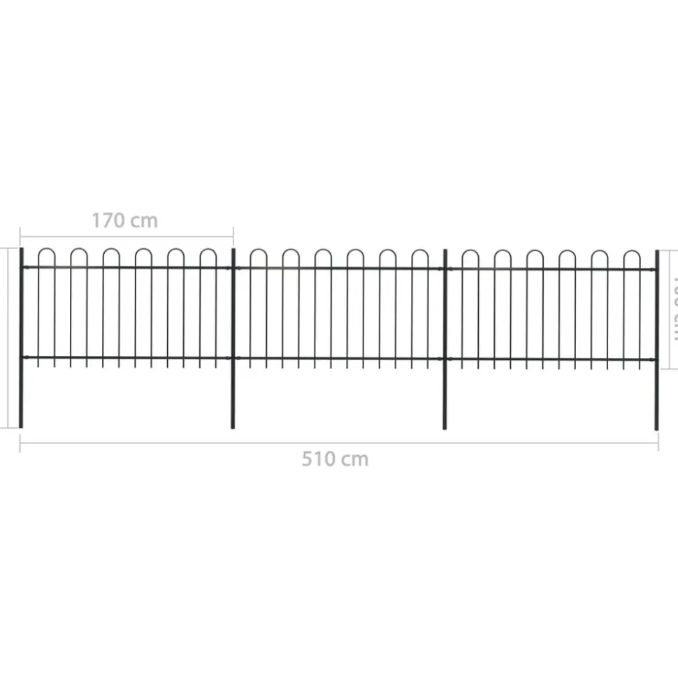 MAISON EXCLUSIVE - Clôture de jardin avec arceau en acier 537 x 100 cm noir