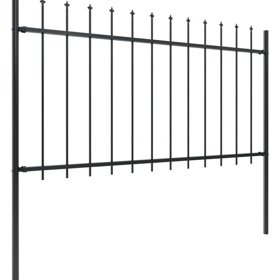 MAISON EXCLUSIVE - Clôture de jardin avec dessus en forme de lance en acier 892,5 x 100 cm noir