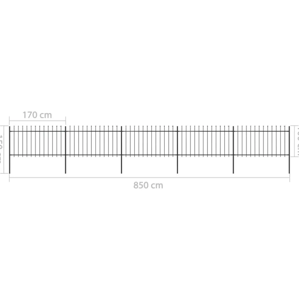 MAISON EXCLUSIVE - Clôture de jardin avec dessus en forme de lance en acier 892,5 x 100 cm noir