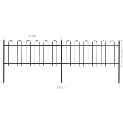 MAISON EXCLUSIVE - Clôture de jardin avec arceau en acier 359 x 80 cm noir