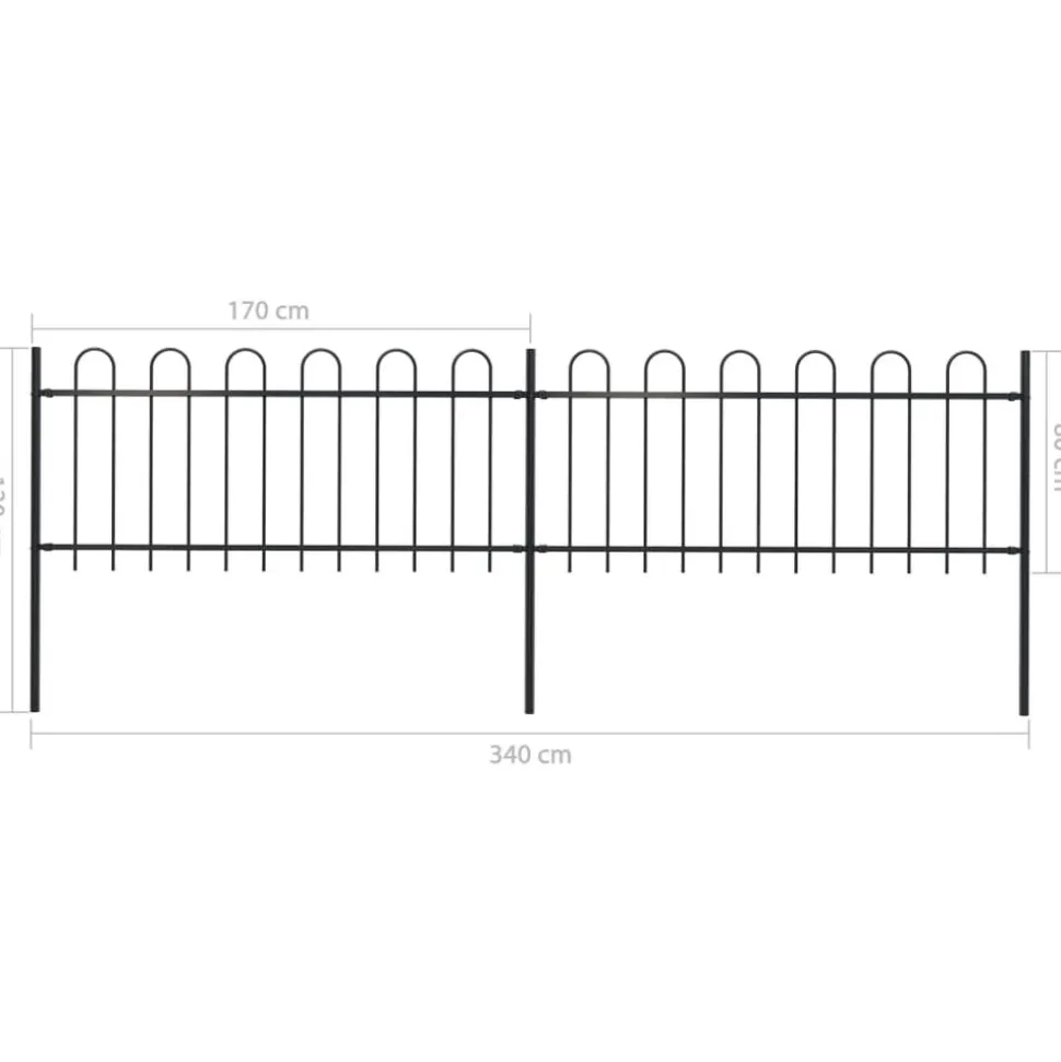 MAISON EXCLUSIVE - Clôture de jardin avec arceau en acier 359 x 80 cm noir