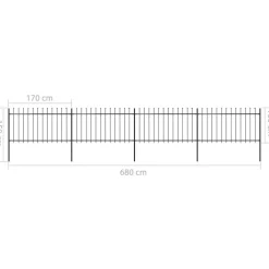 MAISON EXCLUSIVE - Clôture de jardin avec dessus en forme de lance en acier 714,5 x 100 cm noir