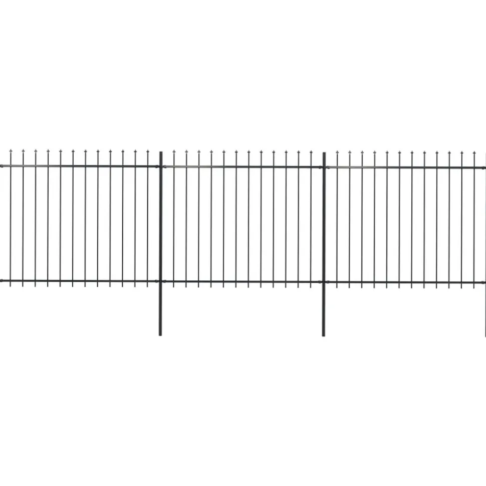 MAISON EXCLUSIVE - Clôture de jardin avec dessus en forme de lance en acier 537 x 150 cm noir