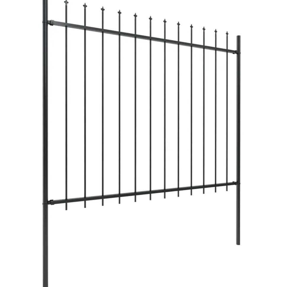 MAISON EXCLUSIVE - Clôture de jardin avec dessus en forme de lance en acier 537 x 150 cm noir