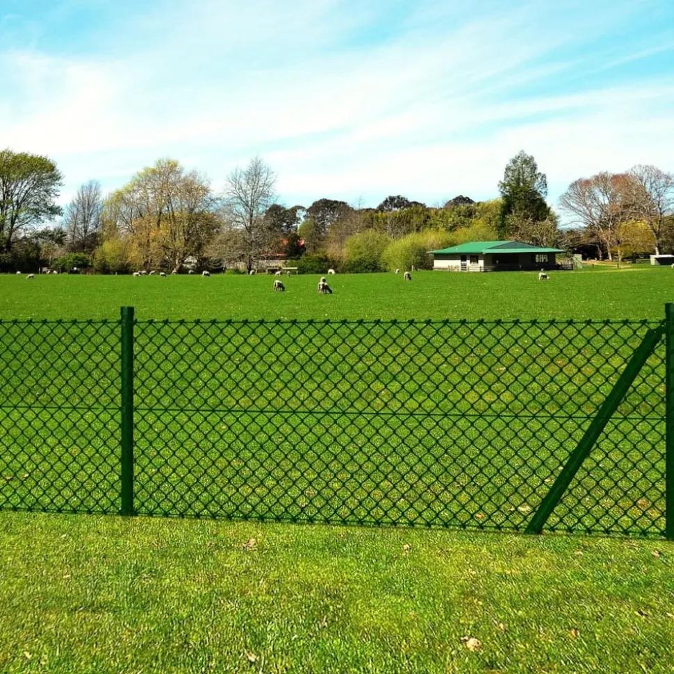 MAISON EXCLUSIVE - Clôture à mailles losangées et poteaux acier 1,0x25 m