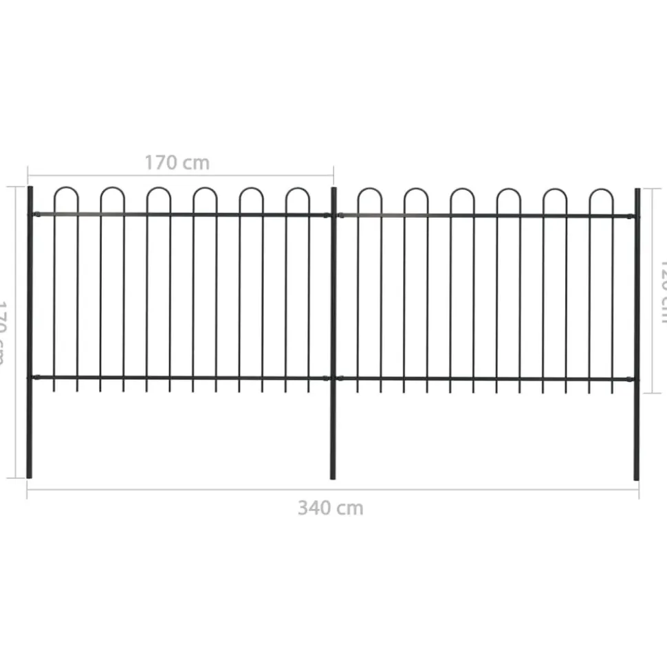 MAISON EXCLUSIVE - Clôture de jardin avec arceau en acier 359 x 120 cm noir