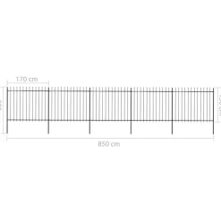 MAISON EXCLUSIVE - Clôture de jardin avec dessus en forme de lance en acier 892,5 x 150 cm noir
