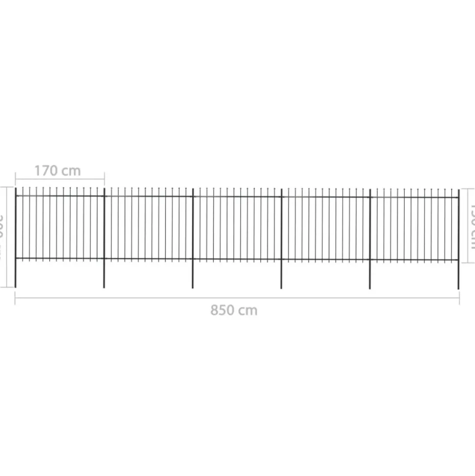 MAISON EXCLUSIVE - Clôture de jardin avec dessus en forme de lance en acier 892,5 x 150 cm noir