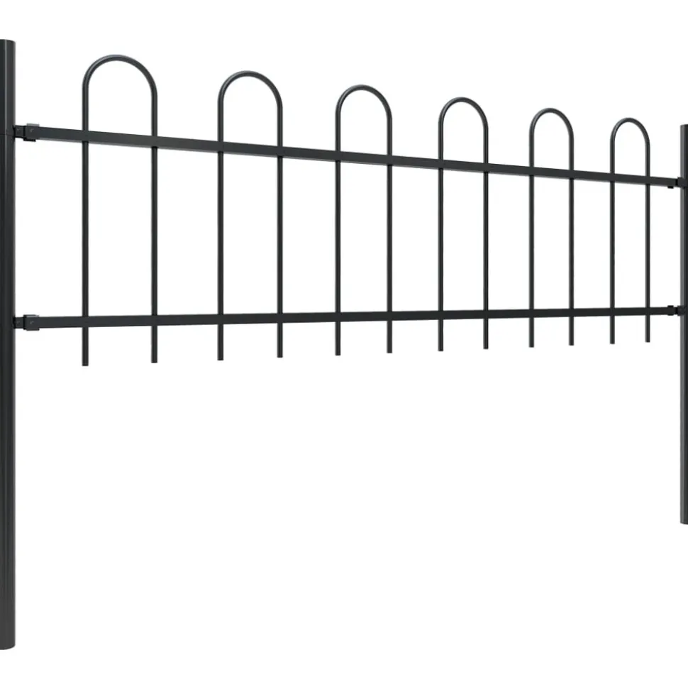 MAISON EXCLUSIVE - Clôture de jardin avec arceau en acier 1248 x 60 cm noir