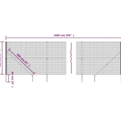 MAISON EXCLUSIVE - Clôture en treillis métallique et piquet d'ancrage vert 2,2x10m