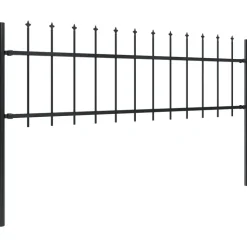 MAISON EXCLUSIVE - Clôture de jardin avec dessus en forme de lance en acier 1781,5 x 60 cm noir