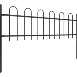 MAISON EXCLUSIVE - Clôture de jardin avec arceau en acier 1426 x 60 cm noir