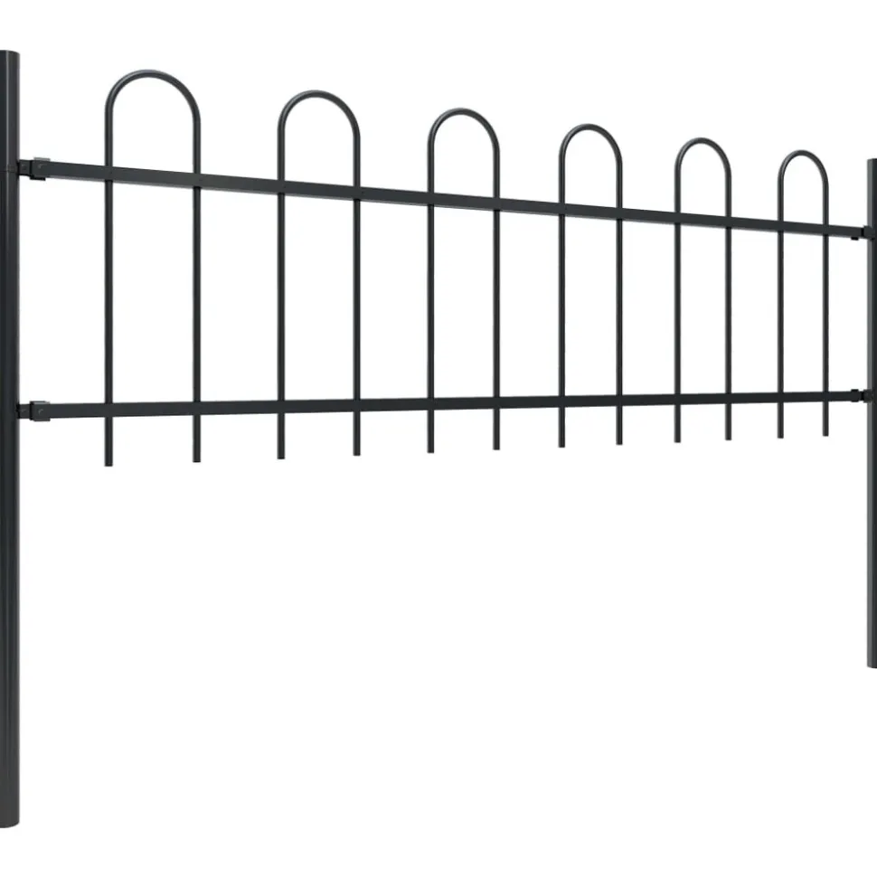 MAISON EXCLUSIVE - Clôture de jardin avec arceau en acier 1426 x 60 cm noir