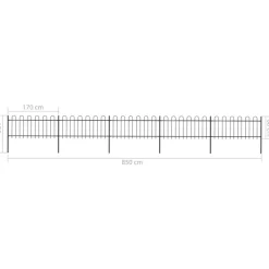 MAISON EXCLUSIVE - Clôture de jardin avec arceau en acier 892,5 x 80 cm noir