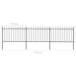 MAISON EXCLUSIVE - Clôture de jardin avec dessus en forme de lance en acier 537 x 120 cm noir