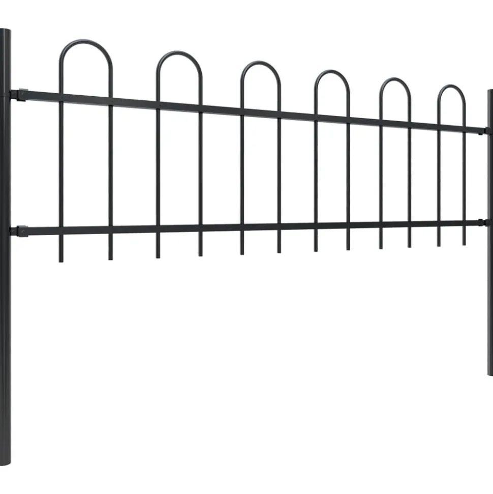 MAISON EXCLUSIVE - Clôture de jardin avec arceau en acier 1781,5 x 60 cm noir
