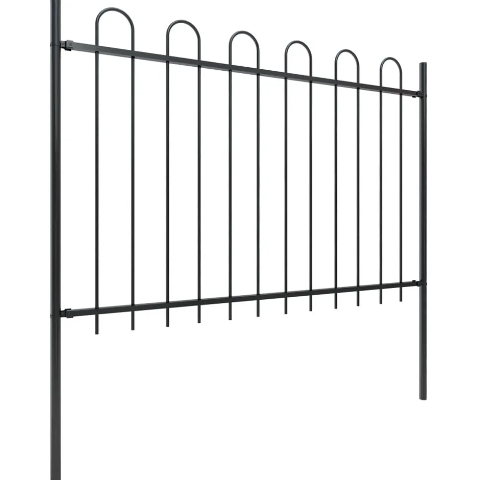 MAISON EXCLUSIVE - Clôture de jardin avec arceau en acier 1248 x 120 cm noir