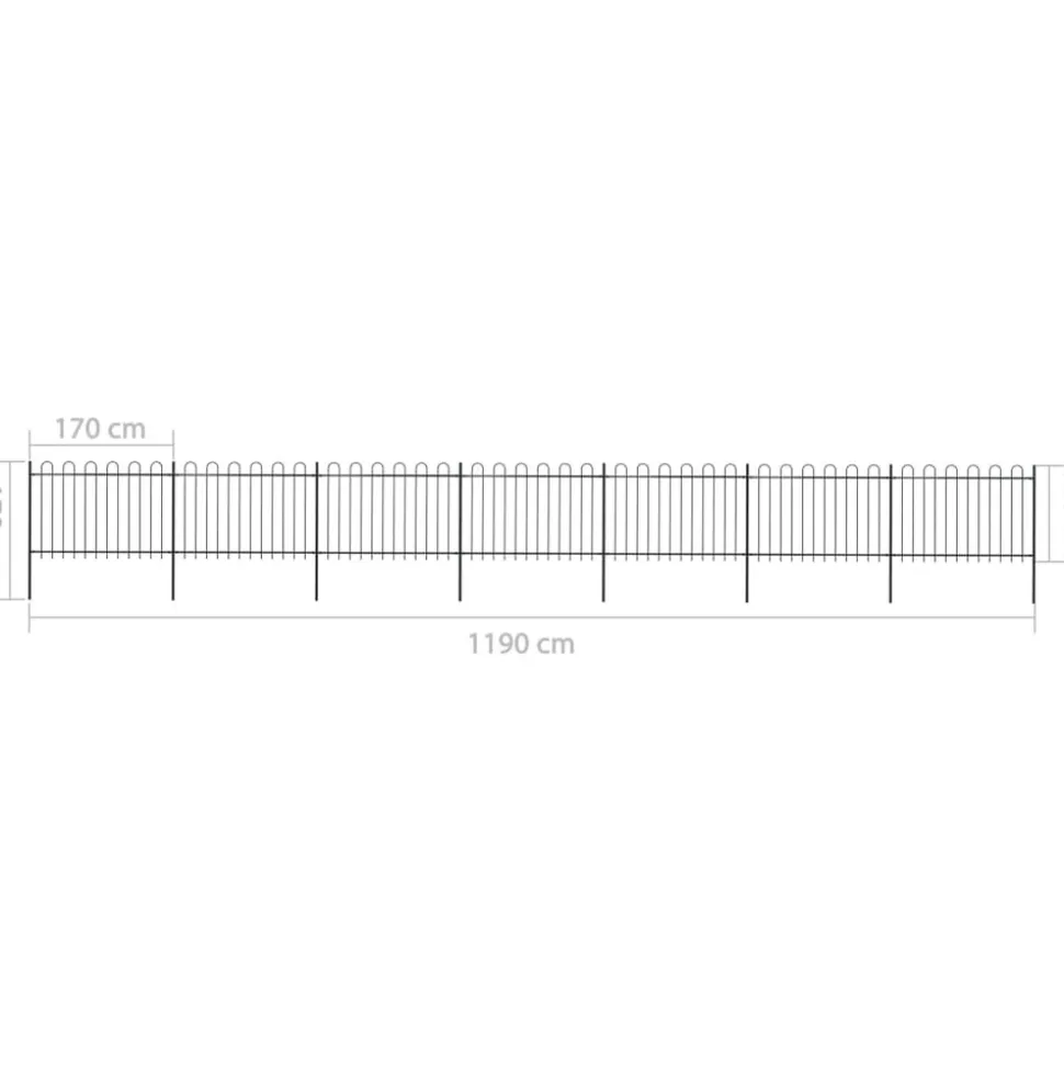 MAISON EXCLUSIVE - Clôture de jardin avec arceau en acier 1248 x 120 cm noir