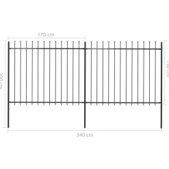 MAISON EXCLUSIVE - Clôture de jardin avec dessus en forme de lance en acier 359 x 150 cm noir