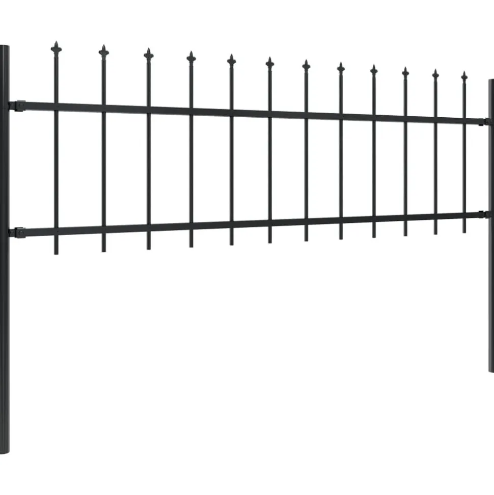 MAISON EXCLUSIVE - Clôture de jardin avec dessus en forme de lance en acier 537 x 60 cm noir