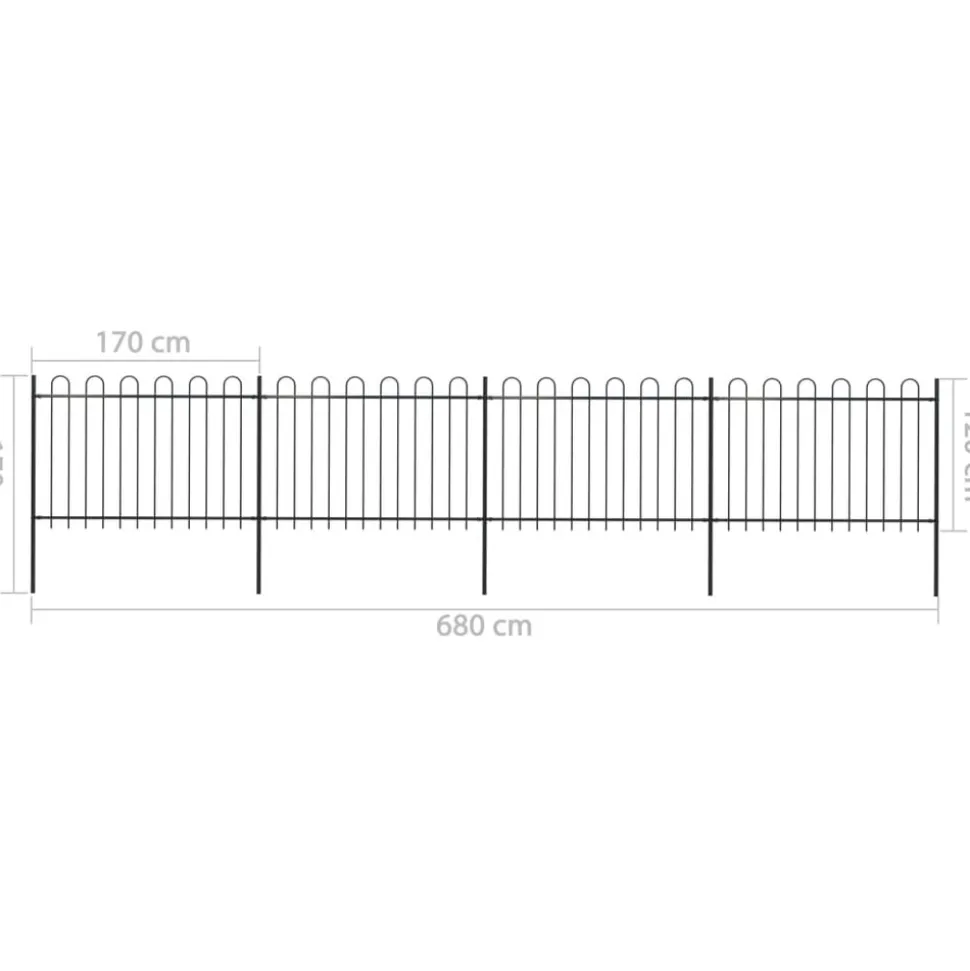 MAISON EXCLUSIVE - Clôture de jardin avec arceau en acier 714,5 x 120 cm noir