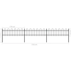 MAISON EXCLUSIVE - Clôture de jardin avec arceau en acier 537 x 60 cm noir