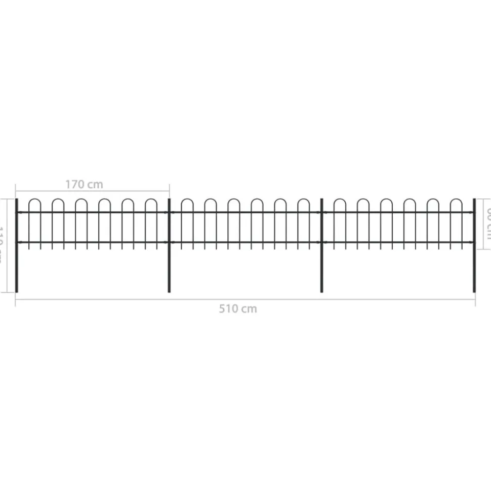 MAISON EXCLUSIVE - Clôture de jardin avec arceau en acier 537 x 60 cm noir