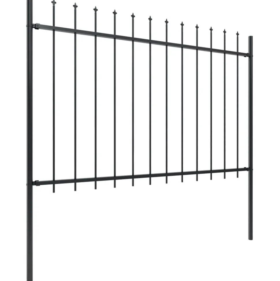 MAISON EXCLUSIVE - Clôture de jardin avec dessus en forme de lance en acier 1781,5 x 120 cm noir