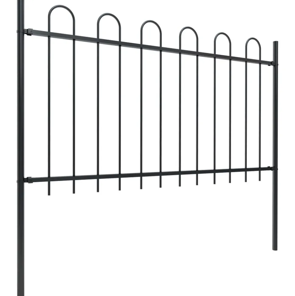 MAISON EXCLUSIVE - Clôture de jardin avec arceau en acier 1426 x 100 cm noir
