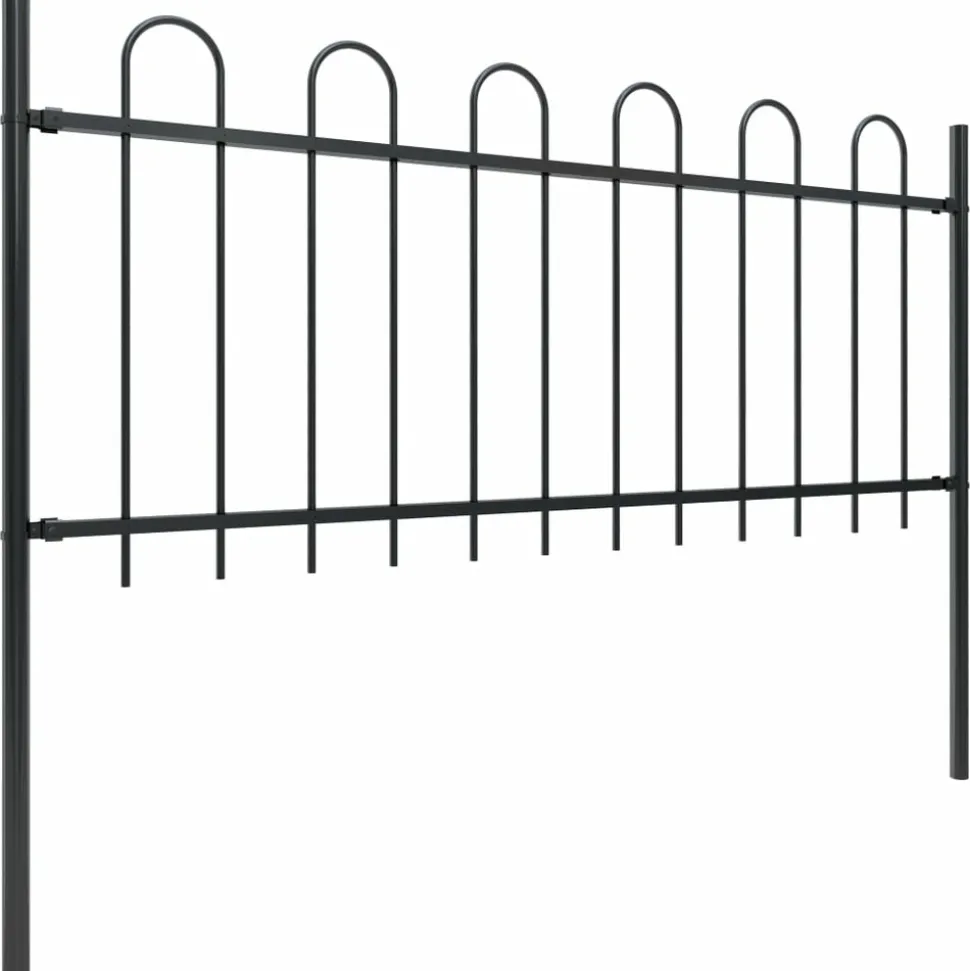 MAISON EXCLUSIVE - Clôture de jardin avec arceau en acier 537 x 80 cm noir