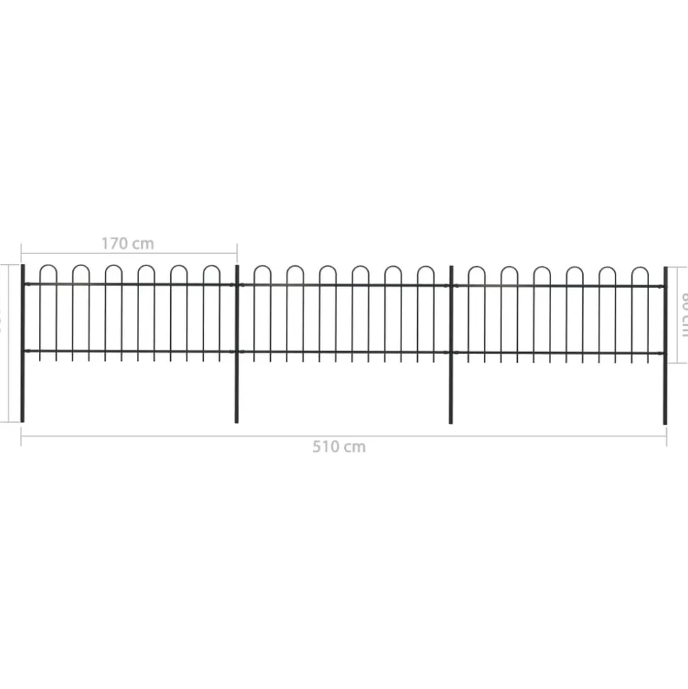 MAISON EXCLUSIVE - Clôture de jardin avec arceau en acier 537 x 80 cm noir