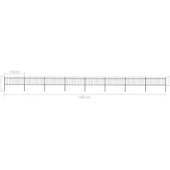 MAISON EXCLUSIVE - Clôture de jardin avec dessus en forme de lance en acier 1426 x 80 cm noir