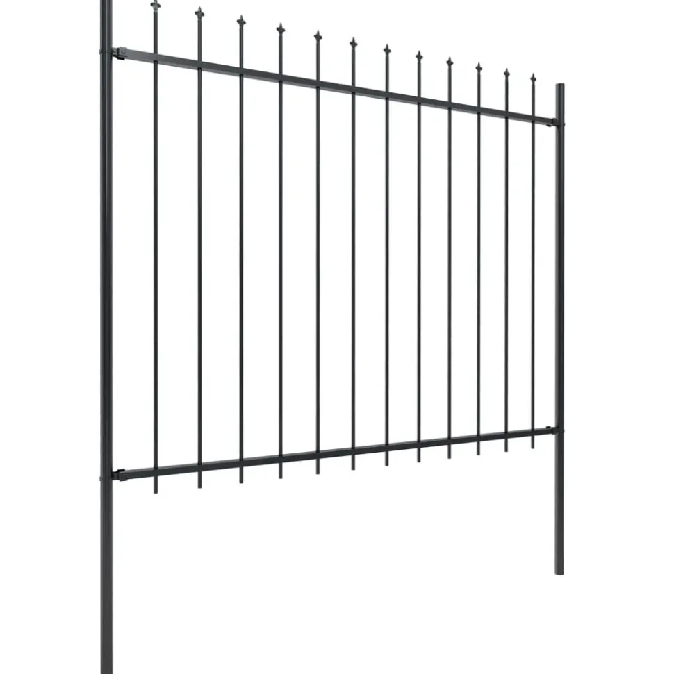 MAISON EXCLUSIVE - Clôture de jardin avec dessus en forme de lance en acier 1781,5 x 150 cm noir
