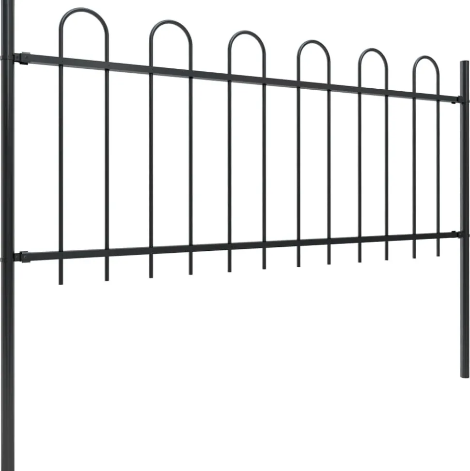 MAISON EXCLUSIVE - Clôture de jardin avec arceau en acier 1426 x 80 cm noir