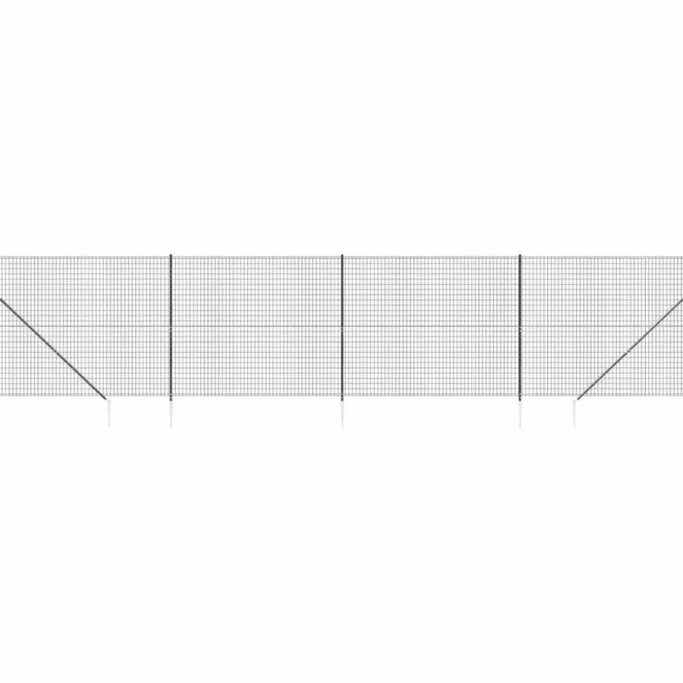 MAISON EXCLUSIVE - Clôture en treillis métallique et ancrage anthracite 2,2x10 m