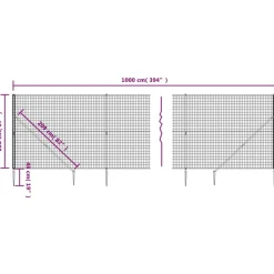 MAISON EXCLUSIVE - Clôture en treillis métallique et ancrage anthracite 2,2x10 m