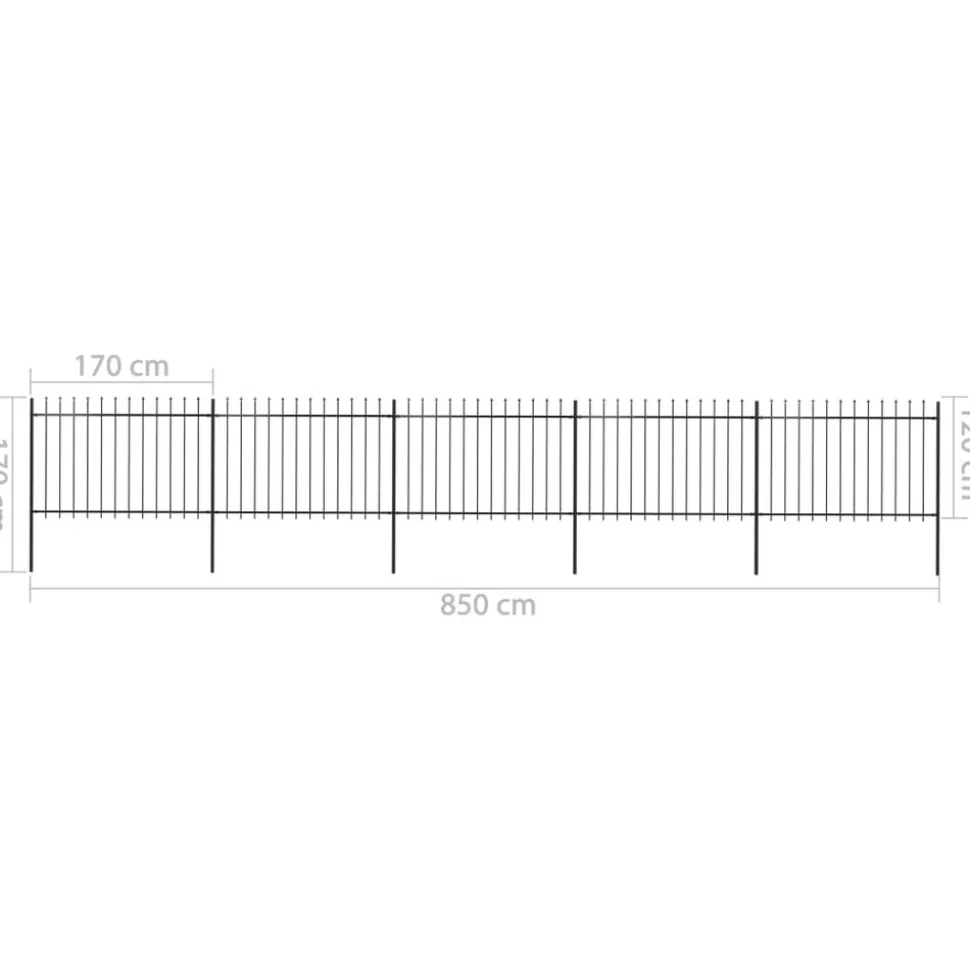 MAISON EXCLUSIVE - Clôture de jardin avec dessus en forme de lance en acier 892,5 x 120 cm noir
