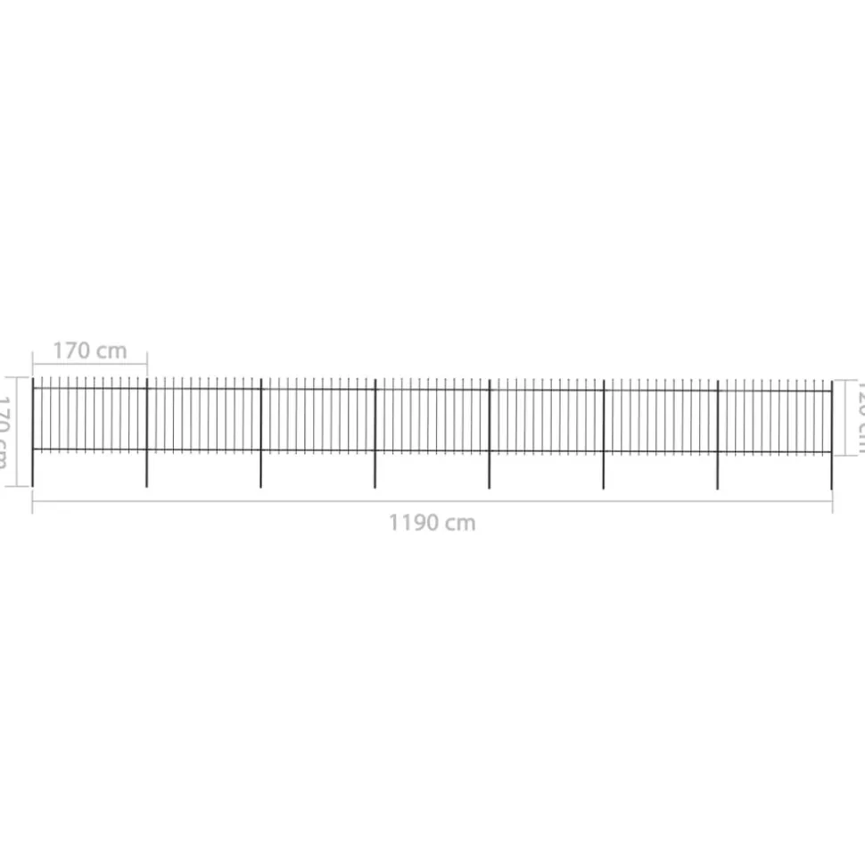 MAISON EXCLUSIVE - Clôture de jardin avec dessus en forme de lance en acier 1248 x 120 cm noir